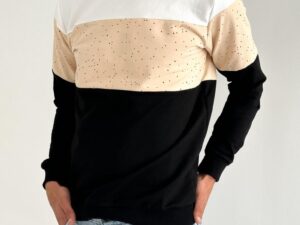 Canguro a la base en a rayas en tres colores, con el color del medio salpicado super comodo y fino para esta temporada de primavera/verano.