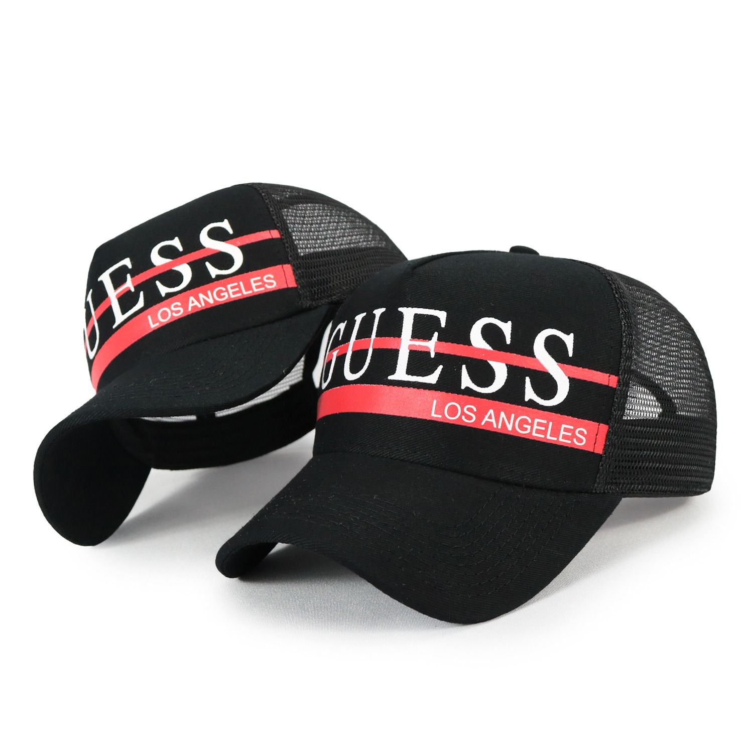 Gorro Guess estampado c/franja roja